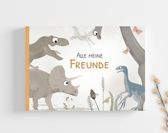 Freundebuch Saurier Kindergarten und Grundschule, Kindergartenalbum, Freundschaftsbuch, Schulfreundebuch, 1-10 Jahre