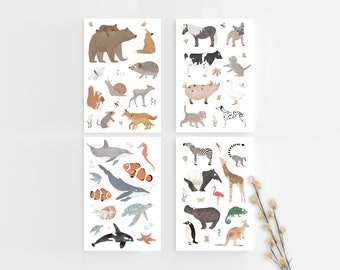 Children's tattoos animals, temporary tattoos, vegan