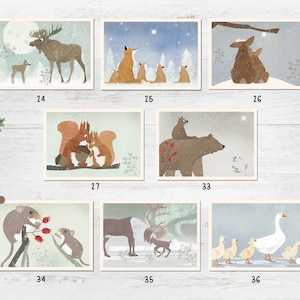 Postcard Set Christmas, Card Set Winter, Postcard Set, Christmas Cards, Illustrations, Animals, Animal Children