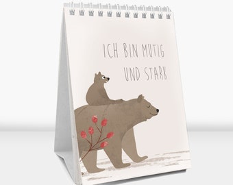 Calendrier d'affirmation pour enfants, 12 pages, calendrier pour enfants, calendrier d'encouragement