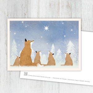 Karte Fuchs, Winterkarte, Weihnachtskarte Kinder, Tierkarte Weihnachten, Postkarte, Illustration, Tiere, Tierkinder,