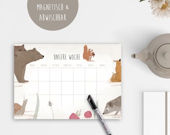 Weekly plan magnetic, reusable, optionally with matching pen, meal planner