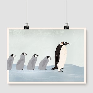 Poster Pinguine, Poster A4, Illustrationen, Tierposter, Geburtstag, Kindergeburtstag