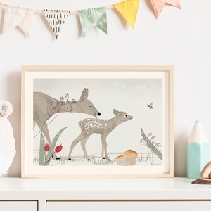 Poster Rehe, Poster A4, Illustrationen, Tierposter