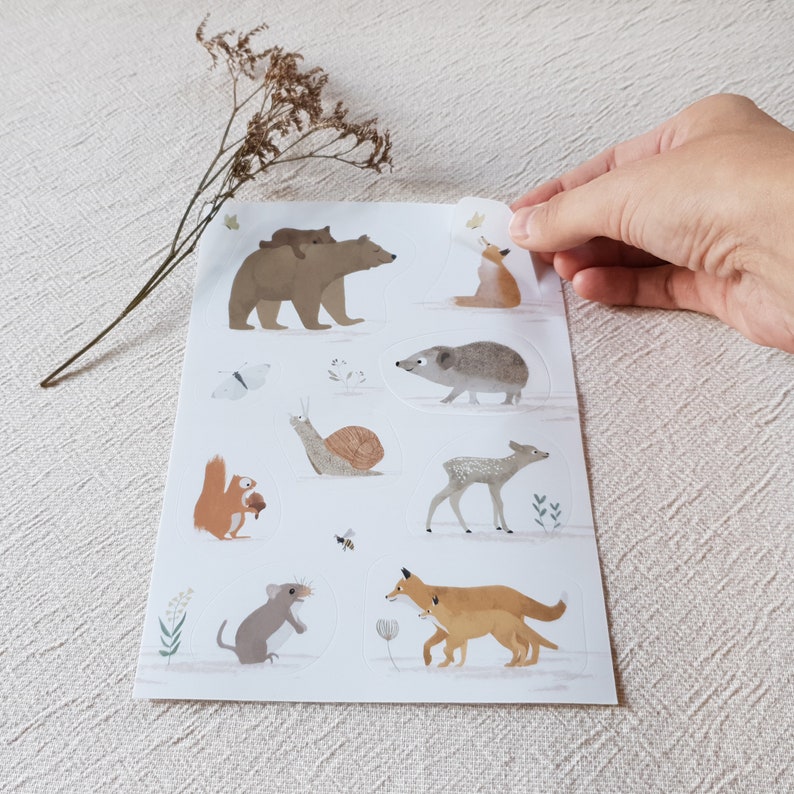 Sticker sheet forest animals, DIN A5, vinyl stickers, stickers, animal stickers image 3
