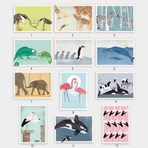 10 postcards of your choice, 36 motifs, animal card set, postcard set, illustrations, animals, animal children, birthday, children's birthday