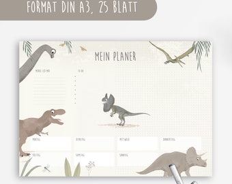Sous-main planificateur hebdomadaire dinosaure A3 rentrée scolaire