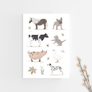 Sticker Sheet Pets Animals Farm DIN A5 Vinyl Stickers