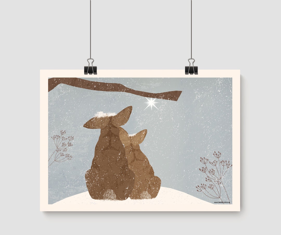 Posters Rabbits Posters Christmas Illustrations Animal Etsy