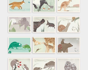 8 cartões de felicitações à sua escolha, conjunto de postais, mais de 30 motivos, conjunto de cartões de felicitações, ilustrações, crianças animais, aniversário, aniversário infantil