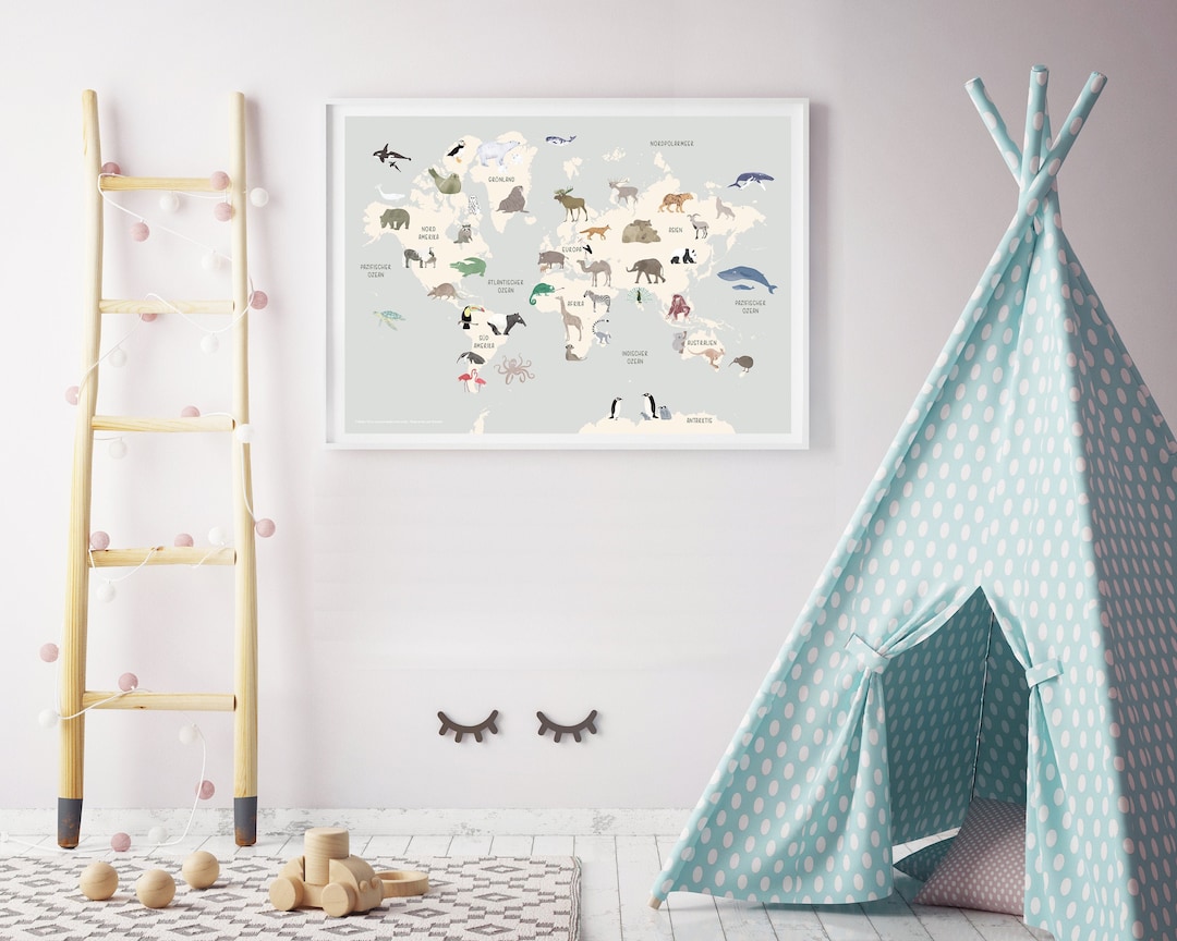 Weltkarte Kinder, DIN A3 & DIN A2, Kinderweltkarte - Etsy Österreich