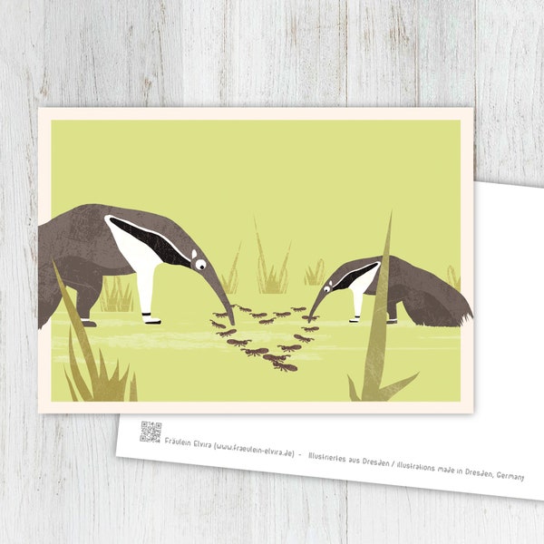 Greeting card anteater, card, postcard, illustration, animals, animal children, birthday, children's birthday