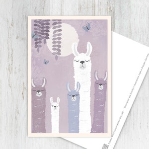 Karte Lama, Grußkarte, Vintage, retro, Postkarte, Illustration, Tiere, Tierkinder, Geburtstag, Kindergeburtstag