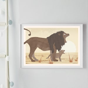 Cartel león, cartel A4, ilustraciones, cartel de animales, cumpleaños, cumpleaños infantil
