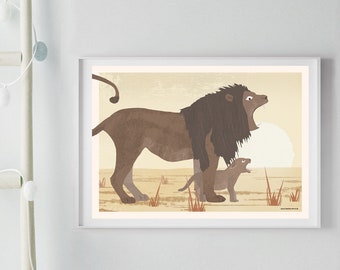 Poster Lion, Poster A4, Illustrations, Animal Poster, Birthday, Children's Birthday