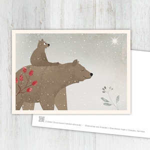 Ursos de cartão, cartão de Natal, cartão de felicitações, cartão postal, ilustração, animais, crianças animais, aniversário, aniversário infantil