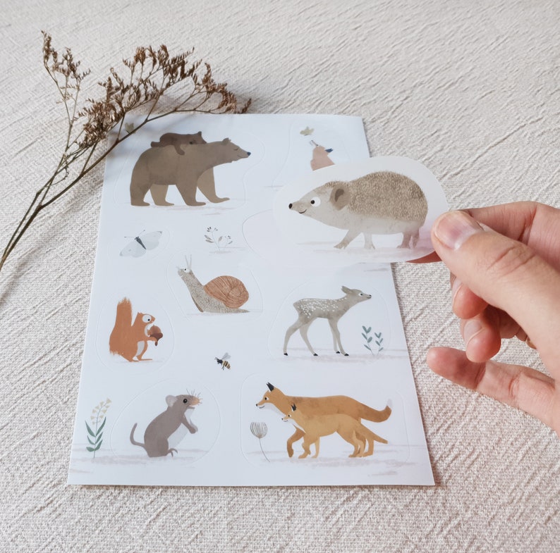 Sticker sheet forest animals, DIN A5, vinyl stickers, stickers, animal stickers image 2