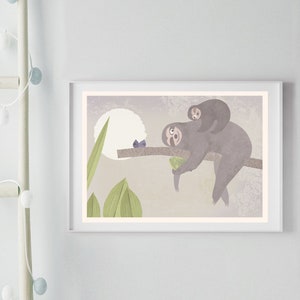 Cartel perezosos, cartel A4, ilustraciones, cartel de animales, cumpleaños, cumpleaños infantil