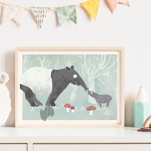 Poster Tapire, Poster A4, Illustrationen, Tierposter, Geburtstag, Kindergeburtstag