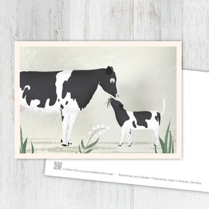 Vacas de cartão, cartão de felicitações, vintage, retrô, cartão postal, ilustração, animais, crianças animais, aniversário, aniversário infantil