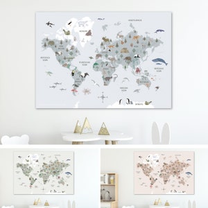 World map XL children + poster bar, DIN A1 & DIN A2, children's world map, world map children