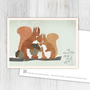 Card squirrel, winter card, children's Christmas card, Christmas animal card, postcard, illustration, animals, animal children,