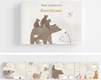 Freundebuch Baby, Baby Freundebuch 1. - 12. Monat, Babyalbum, Freundschaftsbuch