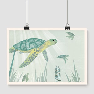 Cartel tortugas, cartel A4, ilustraciones, cartel de animales, cumpleaños, cumpleaños infantil