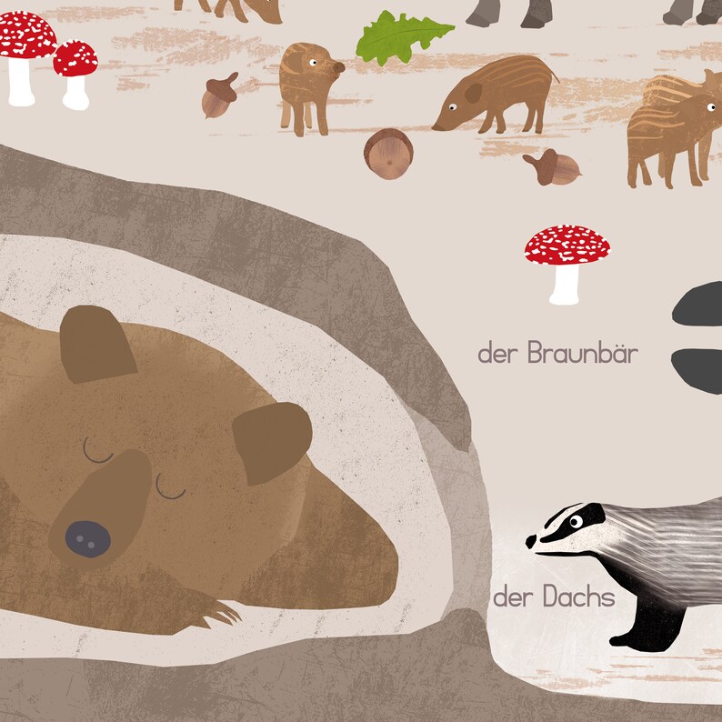 Tiere des Waldes, Poster A3 & A2, mit Posterleiste, 2 Varianten