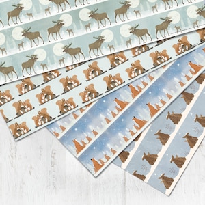 4x Geschenkpapier Weihnachten, Packpapier Tiere