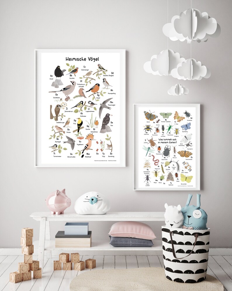 Bird Poster, ABC Poster Birds, Poster Bar, DIN A3 & DIN A2, Animal Alphabet, Bird Alphabet, Learning Poster, Children's Room Alphabet image 6