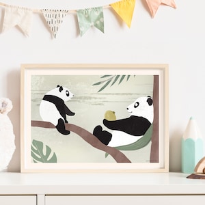 Cartel pandas, cartel A4, ilustraciones, cartel de animales, cumpleaños, cumpleaños infantil