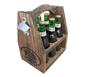 Custom Beer Tote  | Wooden Six Pack Beer Caddy Personalized