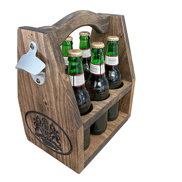 Custom Beer Tote  | Wooden Six Pack Beer Caddy Personalized