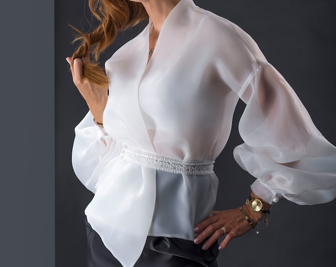 organza tie neck blouse
