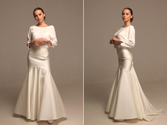 Satin 2 sales piece skirt set
