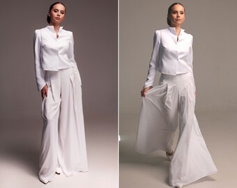 White Pantsuit - Etsy