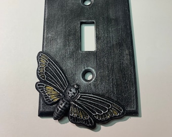 Death head moth light switch plate