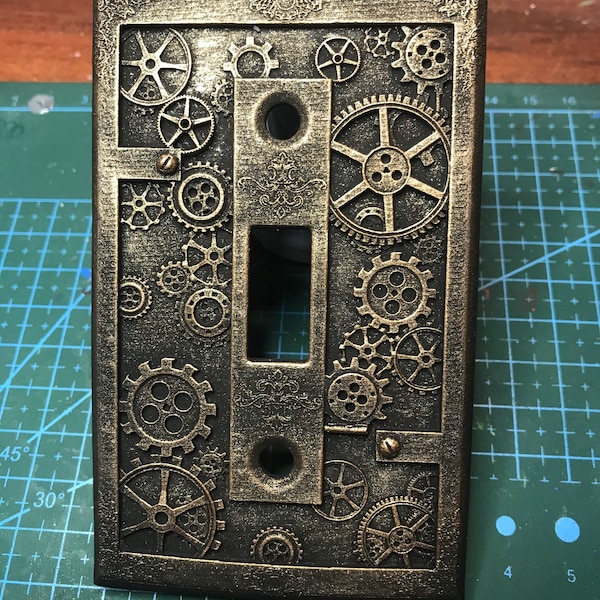 Steampunk gears light switch plate