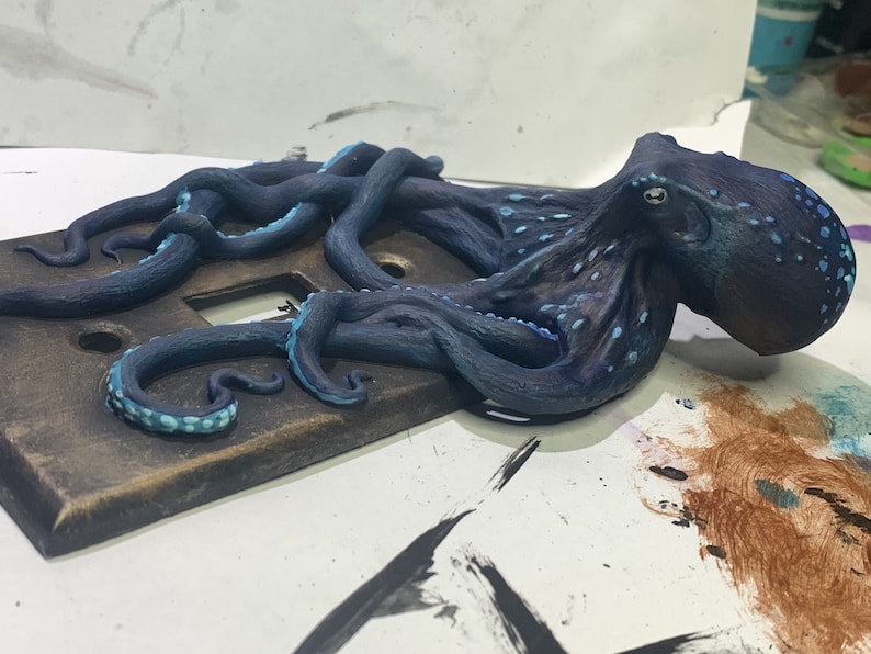 Octopus Lichtschalterplatte realistic blue