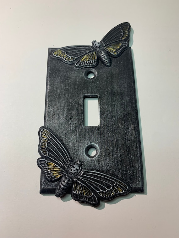 Death head moth light switch plate