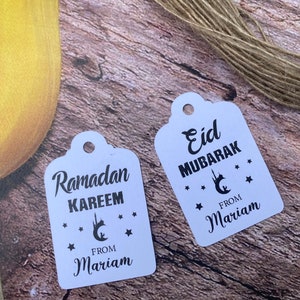 Personalised Eid Mubarak Ramadan Kareem Gift label Favour Tags Thank You EM1a