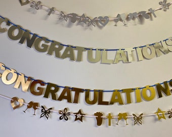 Personalisierte Glückwünsche Wimpelkette Abschlussball Abschlussfeier Congradations CB12g