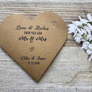 10X Personalizzato Cuore forma Gratta e Vinci / Lotteria Titolari di biglietti Bomboniera Buona Fortuna Carta Fortunato in Amore HL12a