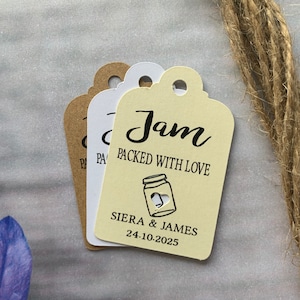 Personalised Jam Packed with Love Tag Wedding Favour Tags  Alcohol Tags We tied the knot Gin Thank You special day Hen party Birthday JP115a
