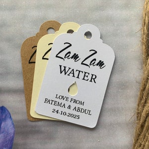 Personalised Zam Zam Water Tag Wedding Favour Tags Mehendi Walima Thank You We tied the knot Thank You special day Hen Birthday party ZZ314a