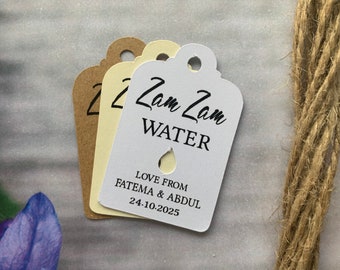 Personalizado Zam Zam Water Tag Wedding Favor Tags Mehendi Walima Gracias Nos casamos Gracias día especial Despedida de soltera ZZ314a