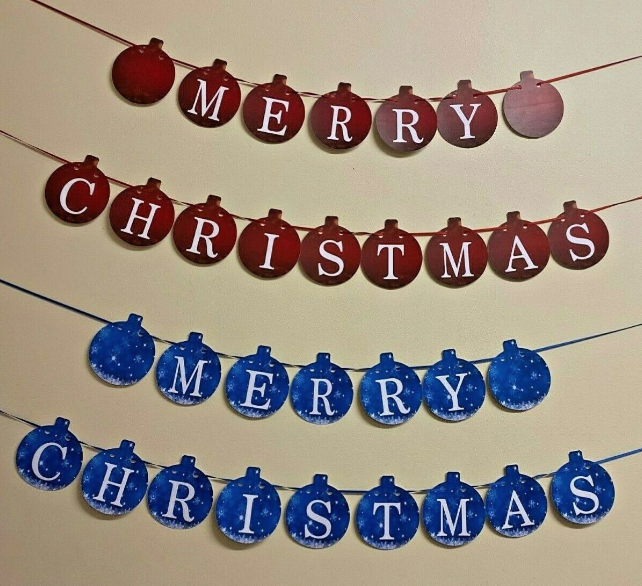 TOYXE Merry Christmas Banner & Bunting Flags Combo Set - Premium Paper Party Decorations