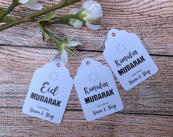 Personalised Eid Mubarak Ramadan Kareem Gift label Favour Tags Thank You EM4b