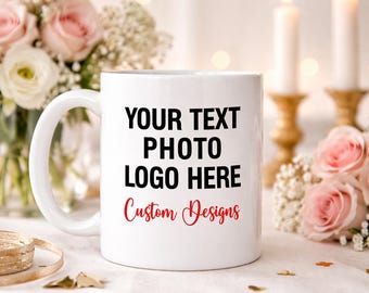 Custom Personalised Mug Photo Cup Design Birthday Mothers Day Gift Company Text